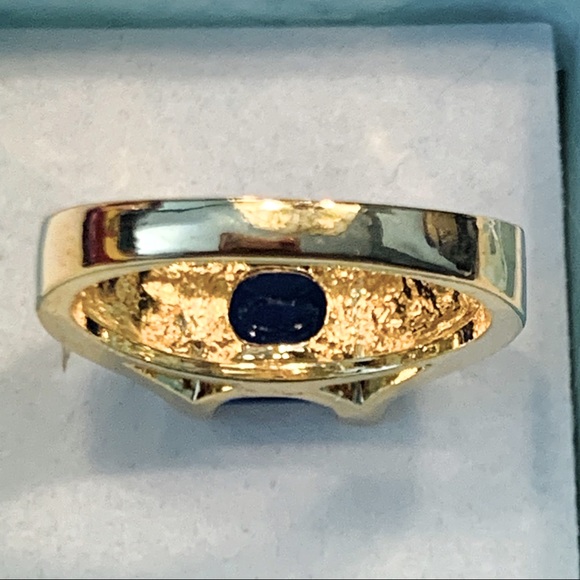💙🆕 Plated Gold Ring with Blue Gemstone - Picture 7 of 9